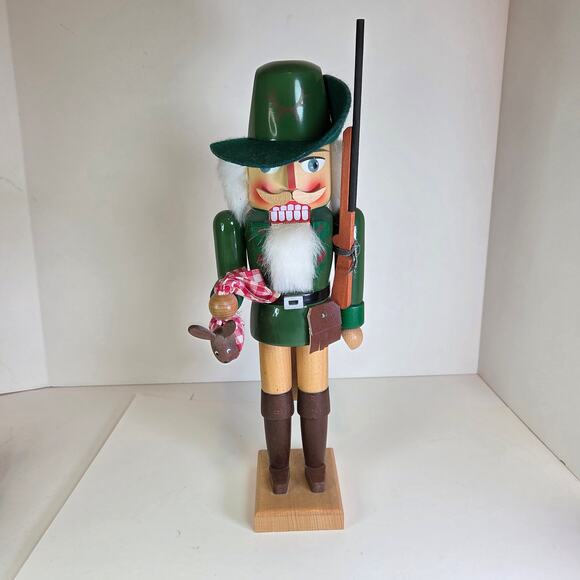 Vintage Dregeno Seiffen Erzgebirge Hunter Nutcracker 14" German Folk Art - Picture 1 of 13